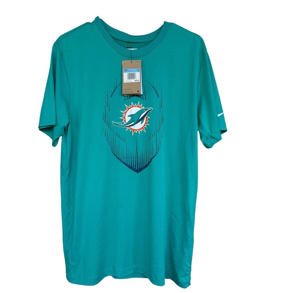 Miami Dolphins Shirt Mens Medium Teal Green NFL Football Nike Dri Fit Tee